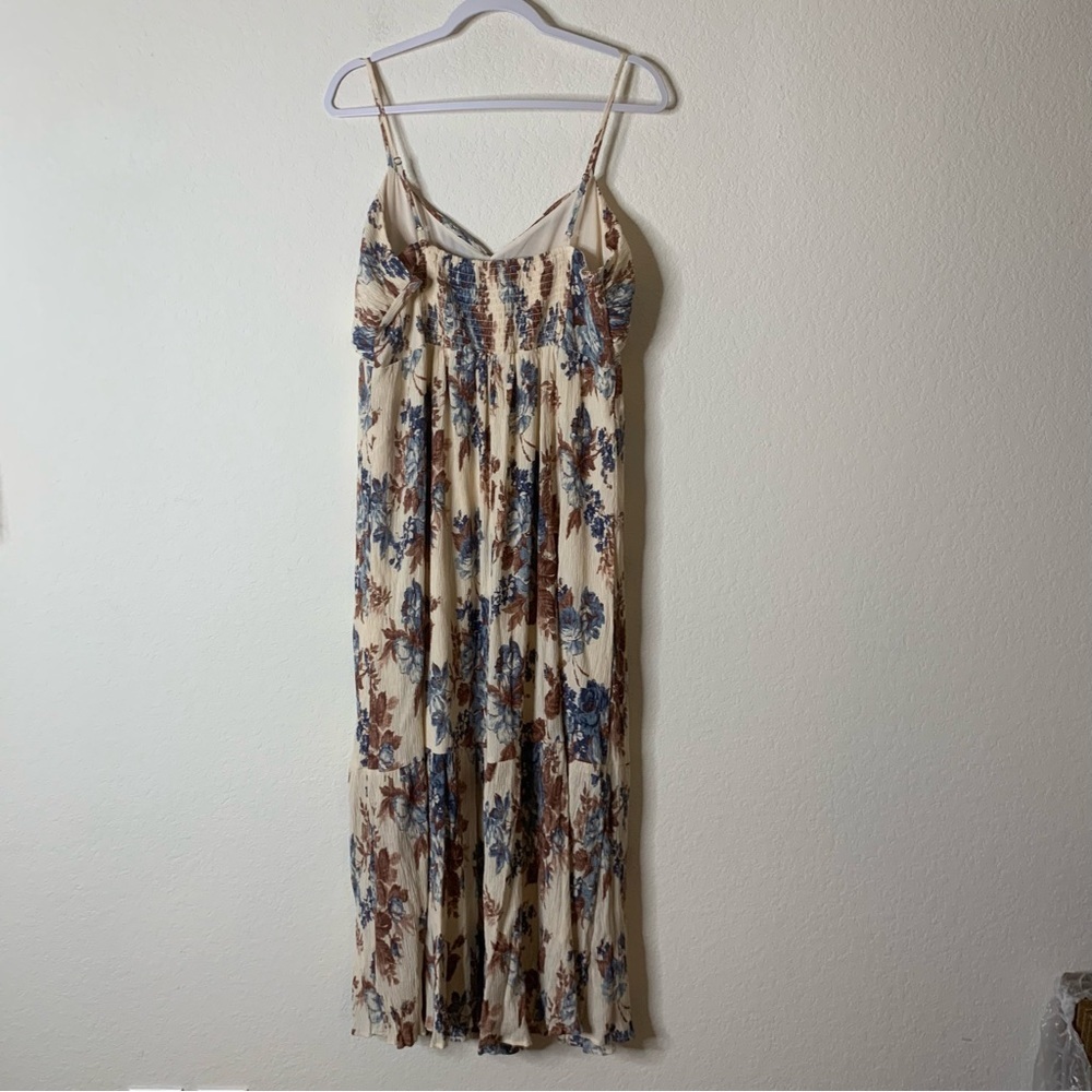 Abercrombie & Fitch Womens brown floral crinkle Strappy maxi dress XLP - Picture 8 of 9
